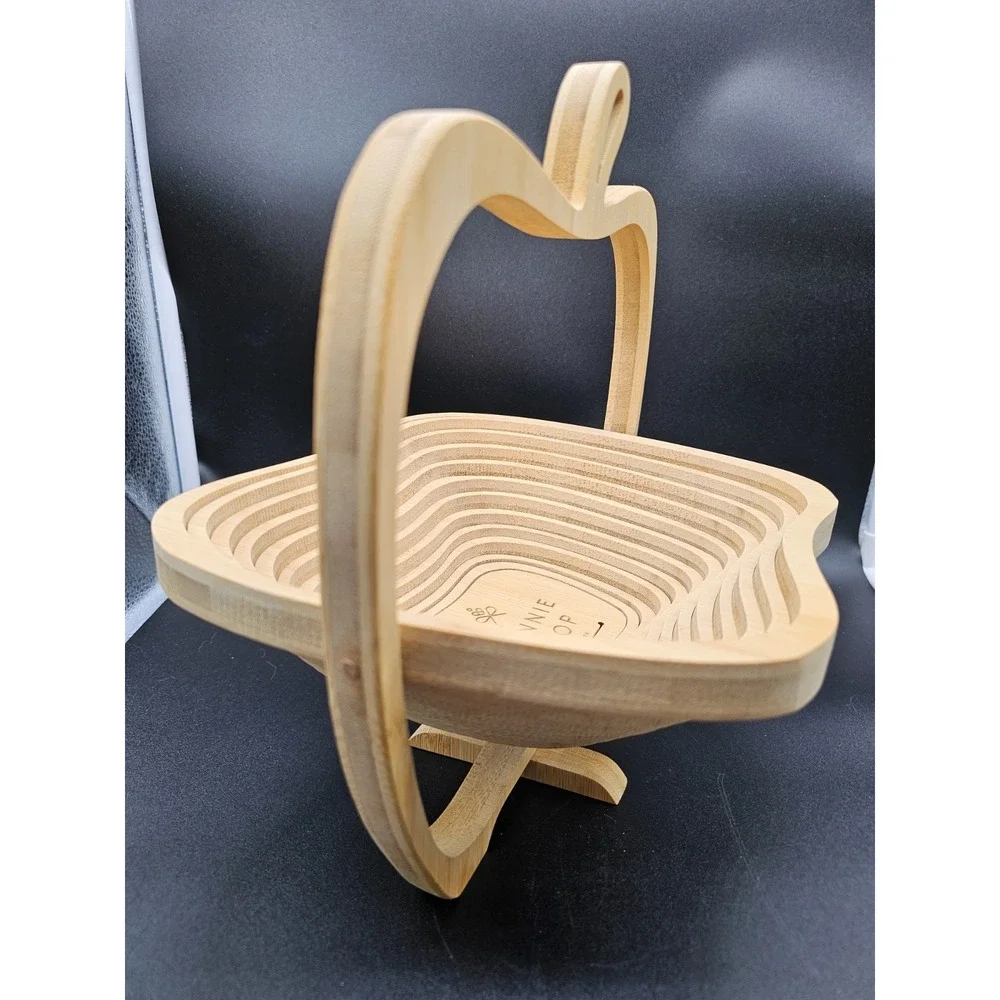 Bonnie & Pop Collapsible Wooden Apple Shaped Bowl‎ Handmade